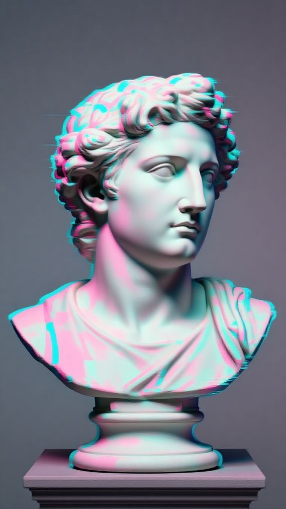 Vaporwave Roman Bust Glitch Aesthetic Digital art Wallpaper
