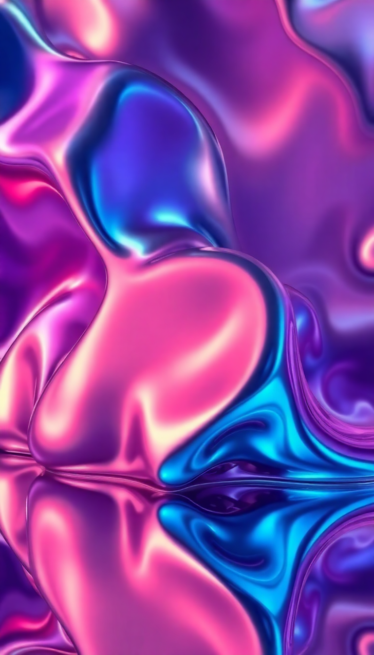 Liquid Chrome Morphing Shapes Reflective Digital art Wallpaper