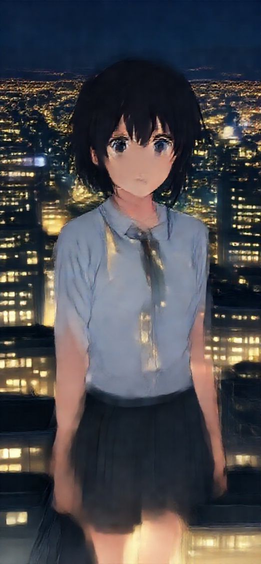 Rooftop At Night City Lights Anime Wallpaper