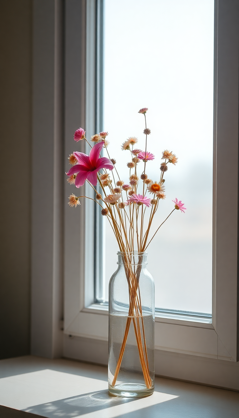 Dried Flowers In Glass Vase Aesthetic Wallpaper