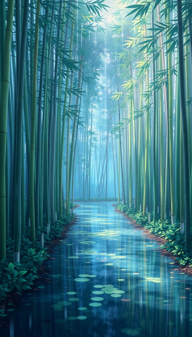 Bamboo Forest Rain Anime Peaceful Anime Wallpaper
