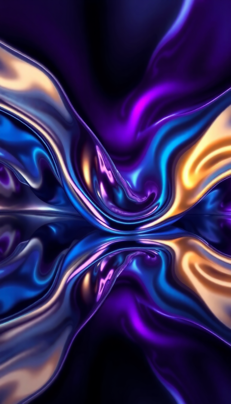 Liquid Chrome Morphing Shapes Reflective Digital art Wallpaper