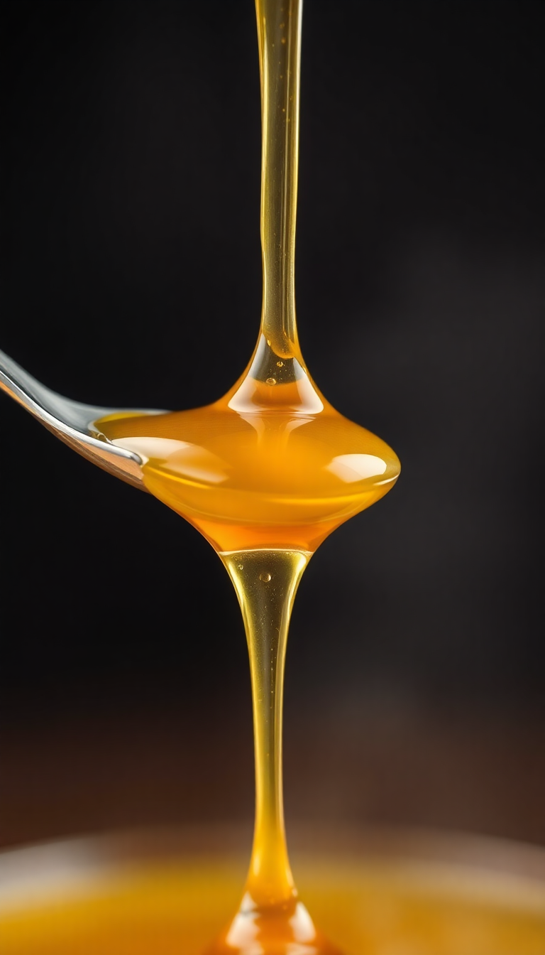 Honey Dripping From Spoon Golden Photorealistic Wallpaper