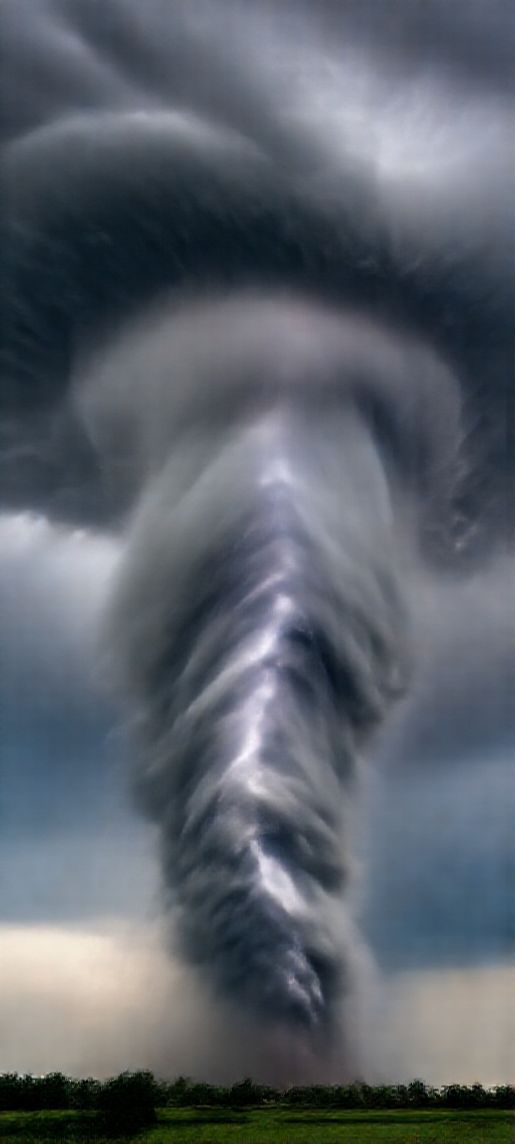 Supercell Thunderstorm Dramatic Tornado Forming Photorealistic Wallpaper