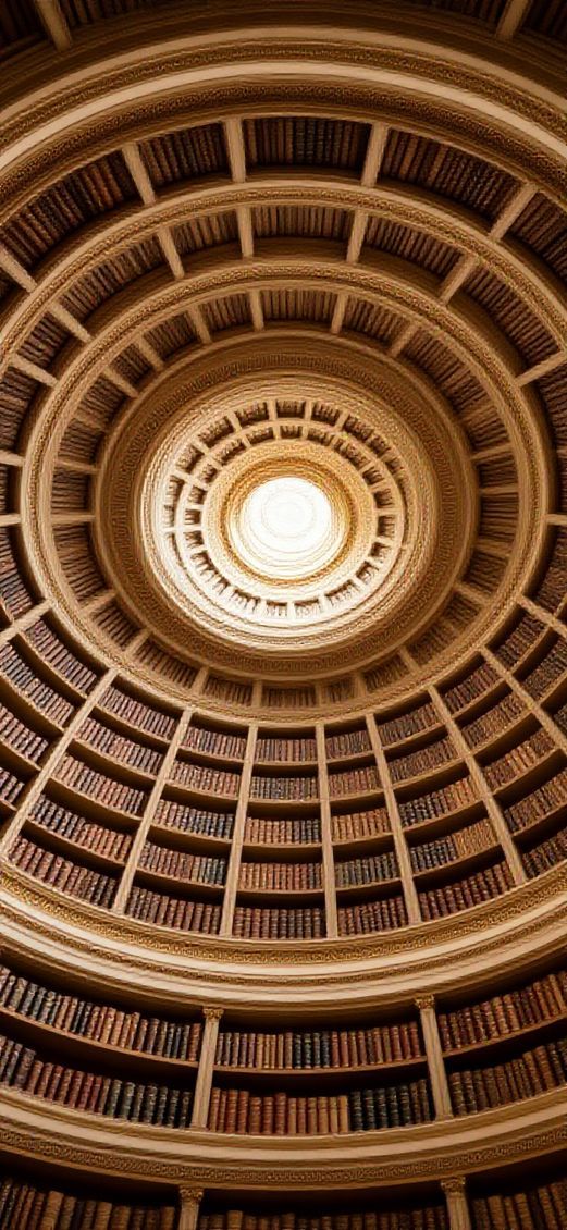 Library Spiral Dome Ceiling Old Photorealistic Wallpaper