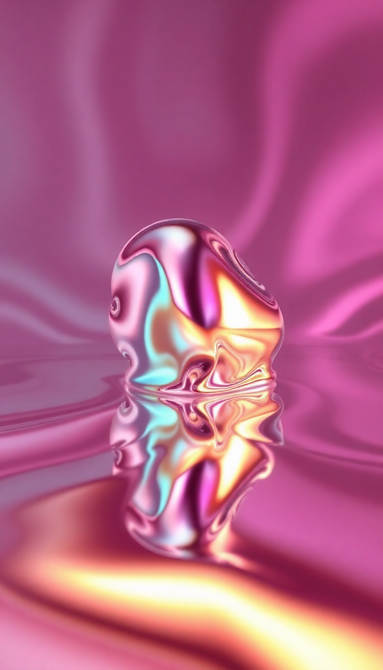 Liquid Chrome Morphing Shapes Reflective Digital art Wallpaper