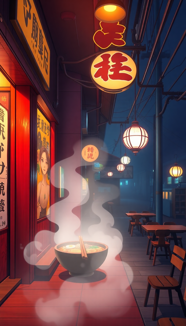 Cozy Ramen Shop At Night Anime Wallpaper