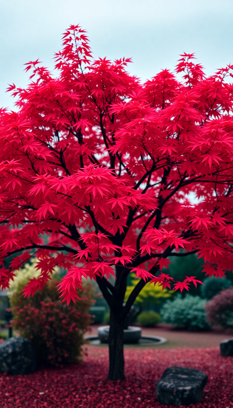 Japanese Maple Tree Autumn Red Aesthetic Wallpaper