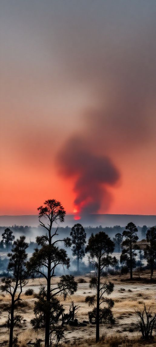 Sunset After Wildfire Smoke Creating Photorealistic Wallpaper