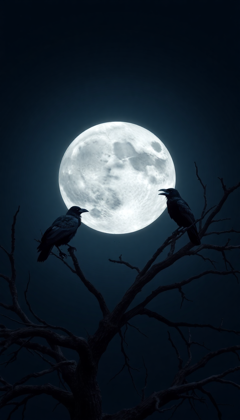 Ravens On Dead Tree Branches Digital art Wallpaper