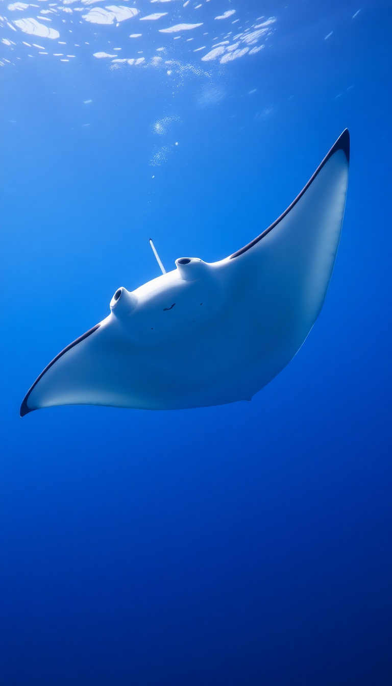 Manta Ray Gliding Graceful Underwater Photorealistic Wallpaper