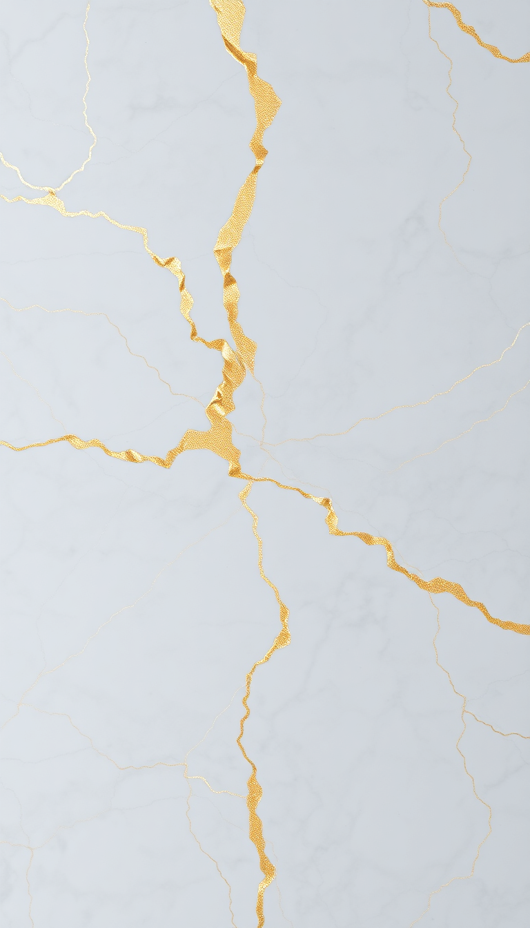 Marble Texture White Gold Veins Photorealistic Wallpaper