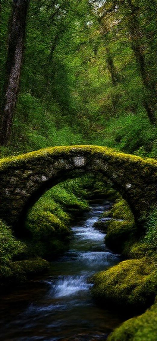 Moss Covered Ancient Stone Bridge Aesthetic Wallpaper