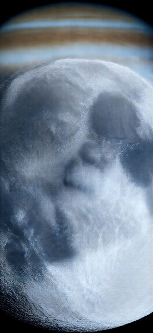 Frozen Moon Surface With Jupiter Photorealistic Wallpaper