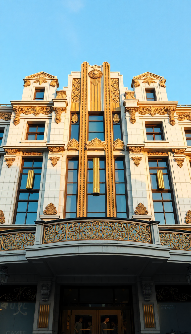 Art Deco Building Facade Geometric Photorealistic Wallpaper