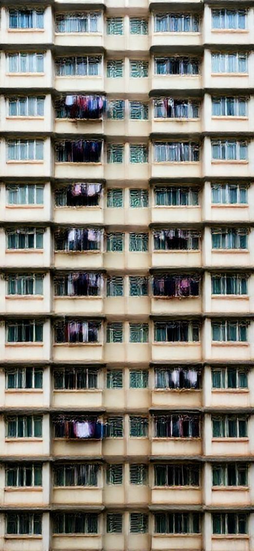 Hong Kong Density Apartments Laundry Photorealistic Wallpaper