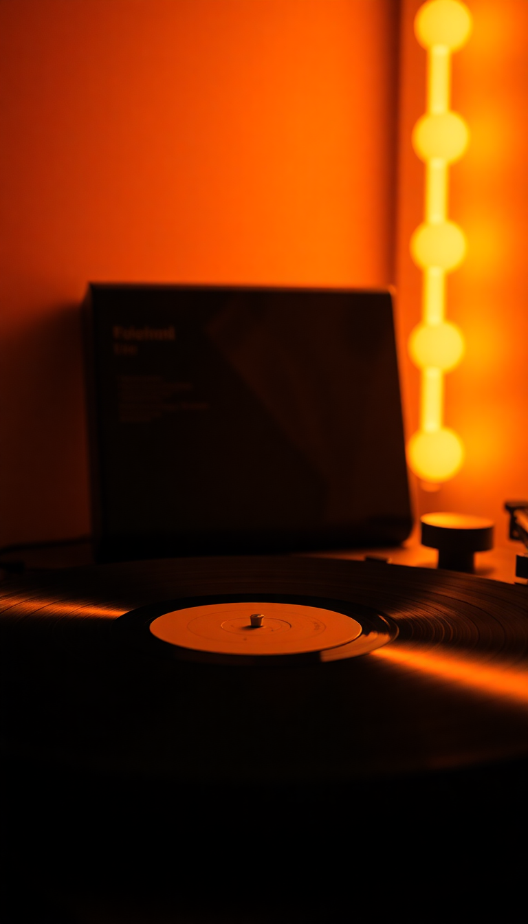 Vinyl Record Player Warm Lighting Photorealistic Wallpaper