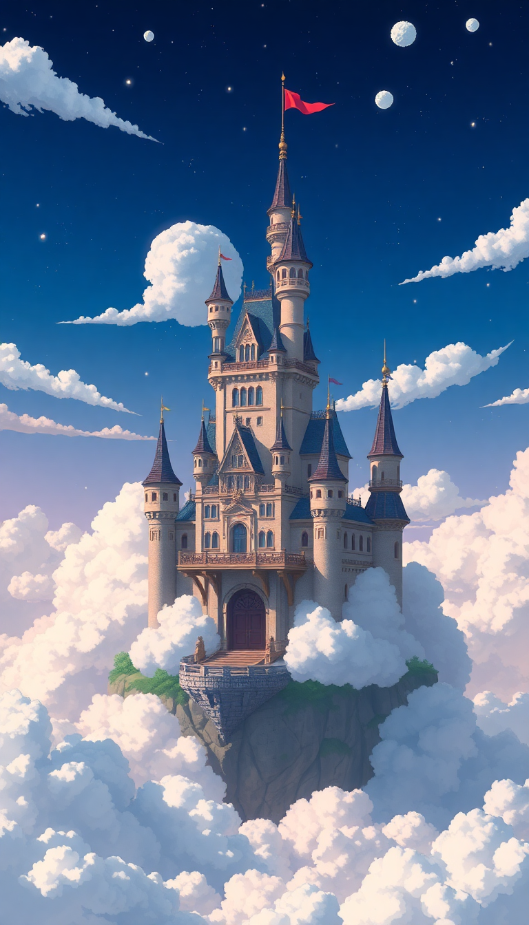 Studio Ghibli Style Floating Castle Anime Wallpaper