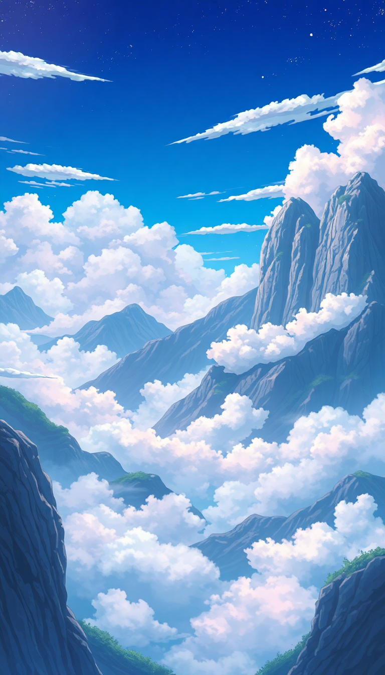 Cloud Sea Above Mountains Anime Anime Wallpaper