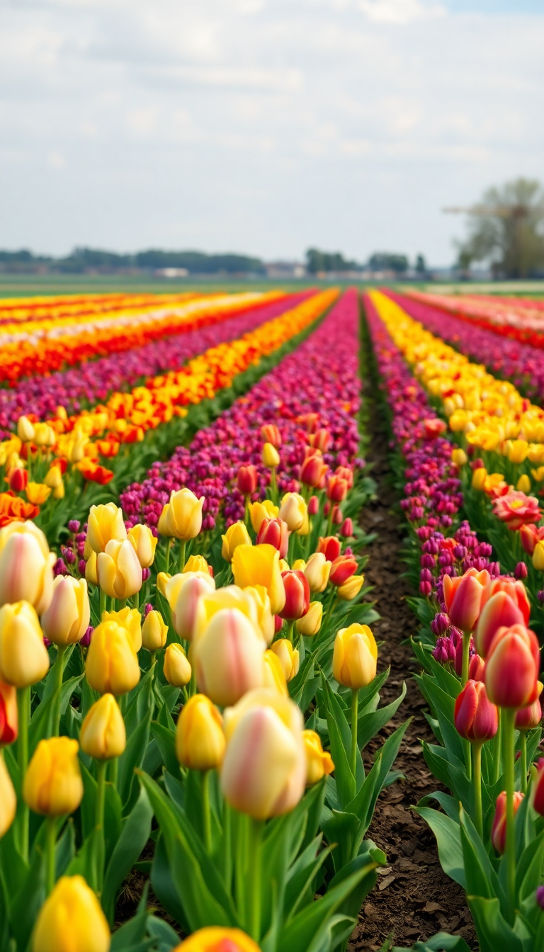 Photorealistic Iridescent Field Rows Of Wallpaper