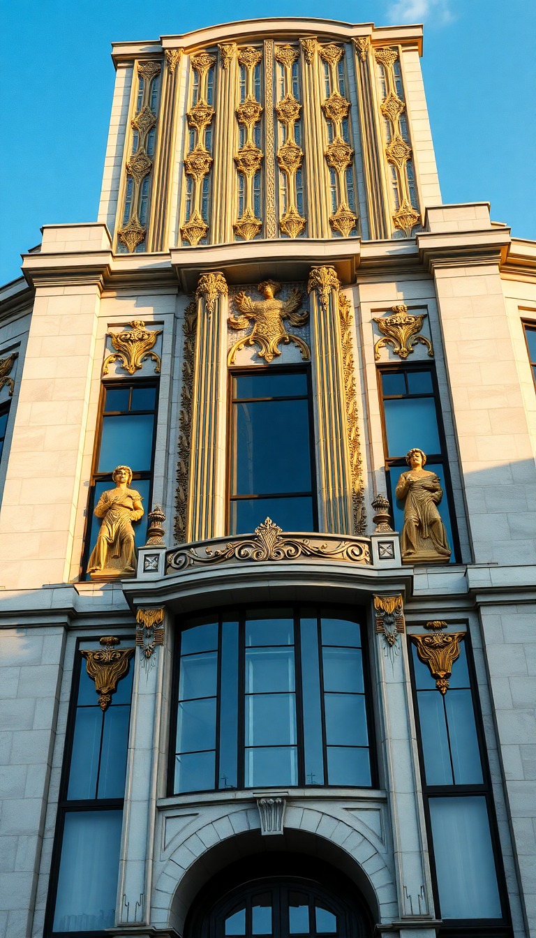 Art Deco Building Facade Geometric Photorealistic Wallpaper