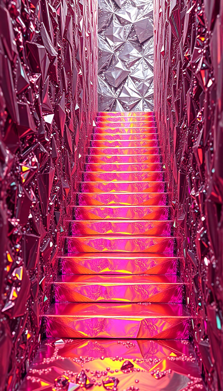 Bismuth Crystal Formation Rainbow Metallic Photorealistic Wallpaper