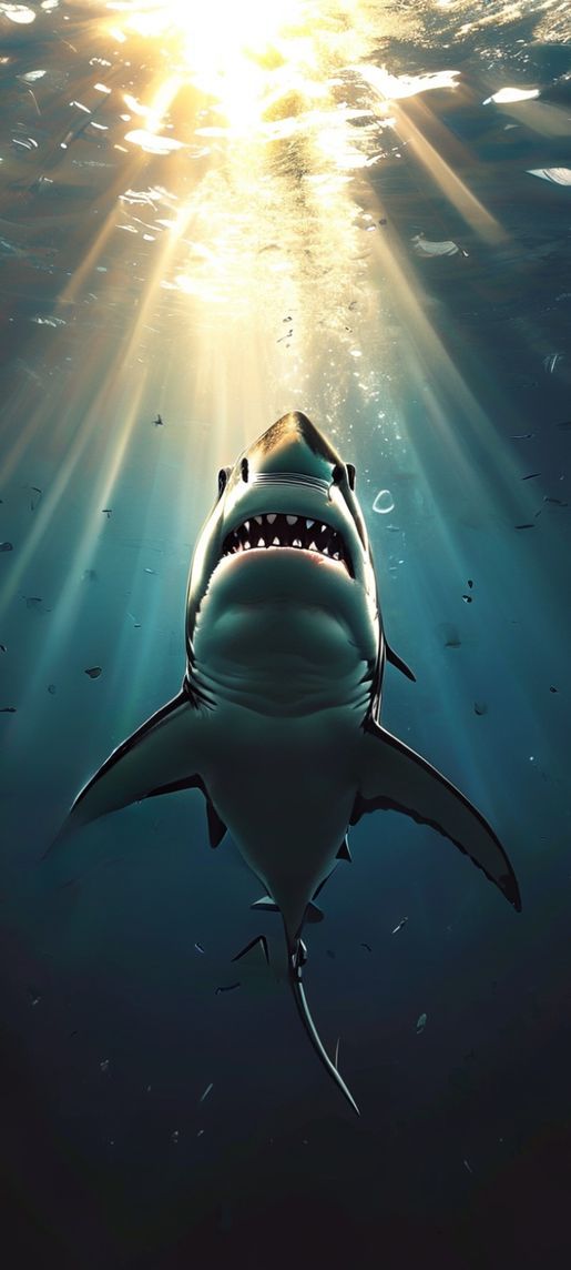 Shark Silhouette From Below Dramatic Photorealistic Wallpaper