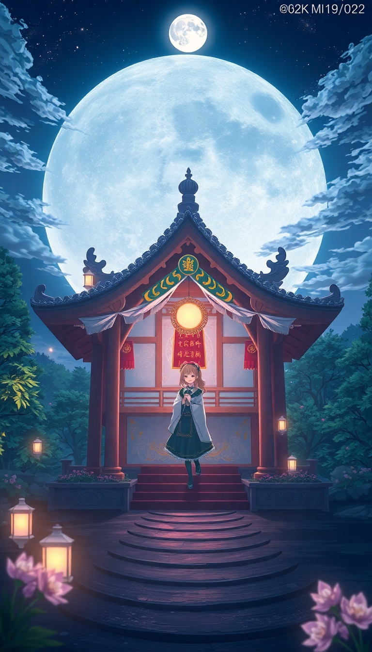 Moonlit Shrine Maiden Anime Mystical Anime Wallpaper