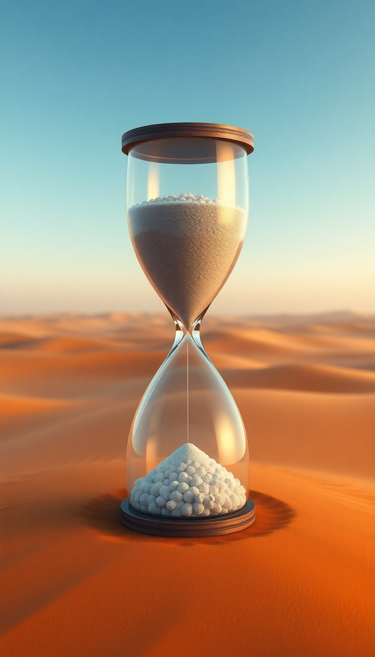 Hourglass Containing Ocean And Desert Digital art Wallpaper