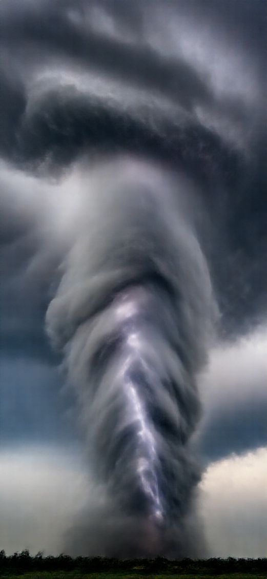 Supercell Thunderstorm Dramatic Tornado Forming Photorealistic Wallpaper