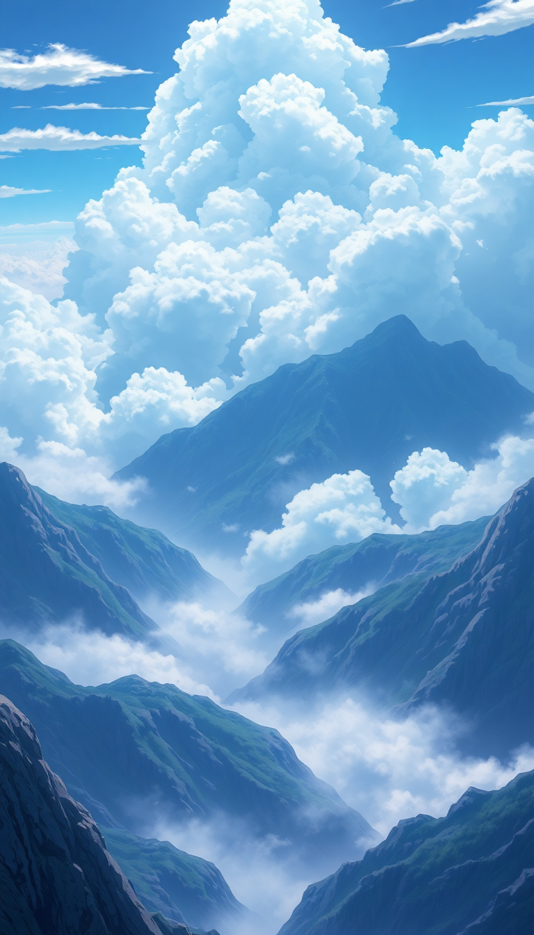 Cloud Sea Above Mountains Anime Anime Wallpaper