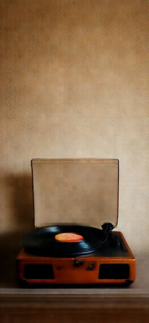 Vinyl Record Player Warm Lighting Photorealistic Wallpaper