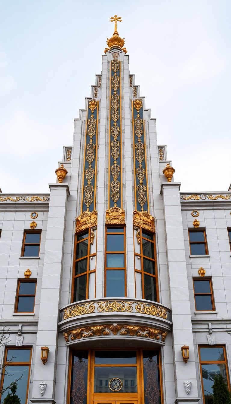 Art Deco Building Facade Geometric Photorealistic Wallpaper