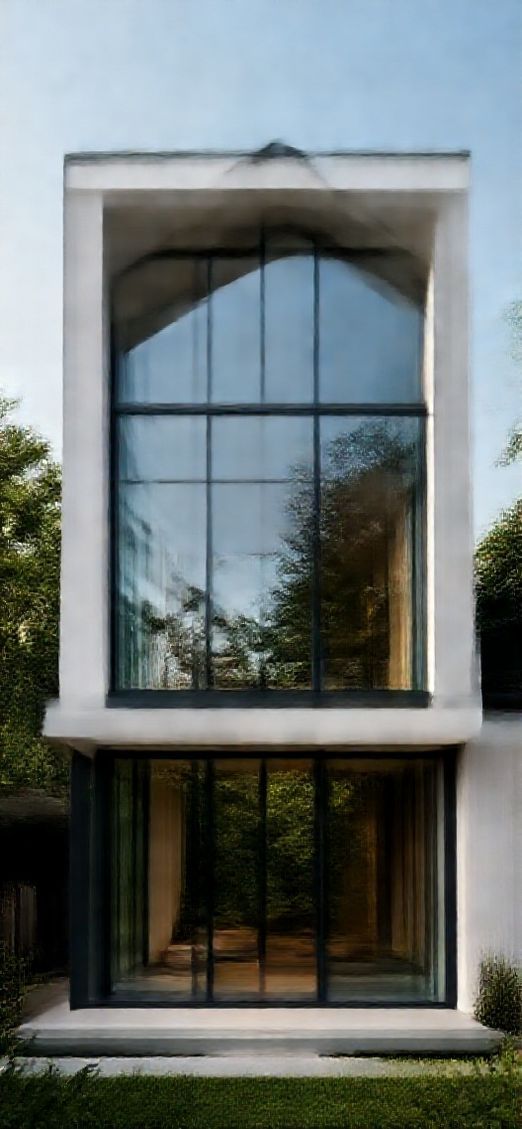 Modern Minimalist House Glass Walls Photorealistic Wallpaper