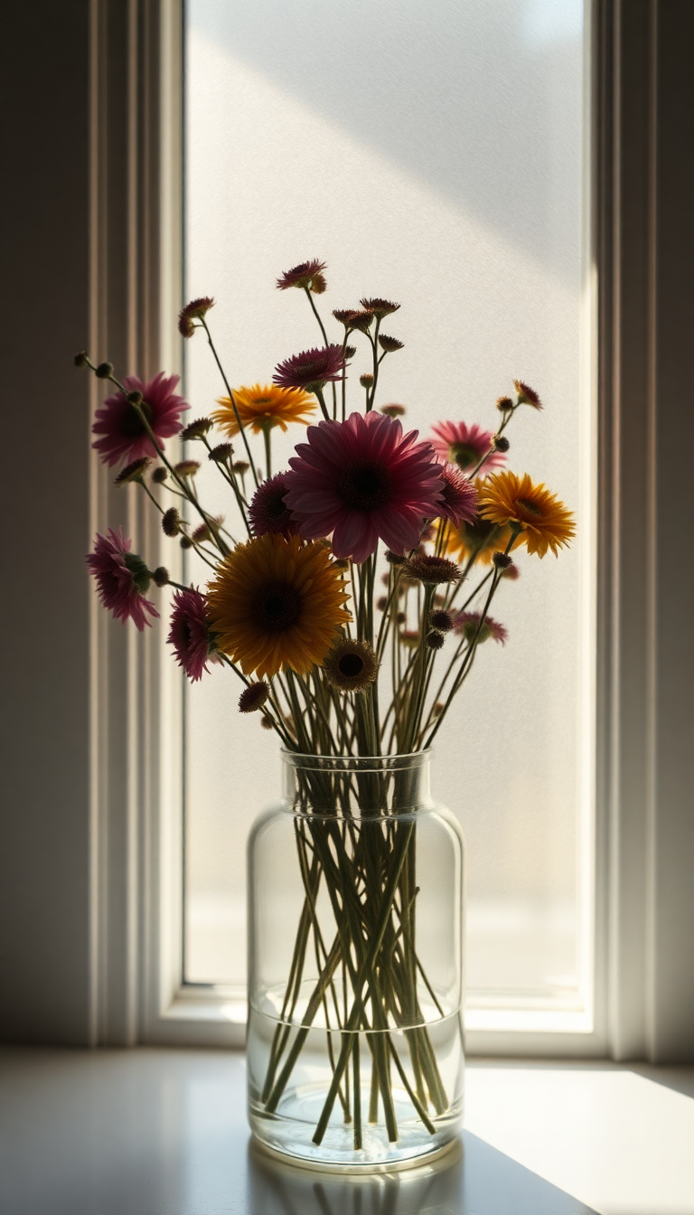 Dried Flowers In Glass Vase Aesthetic Wallpaper