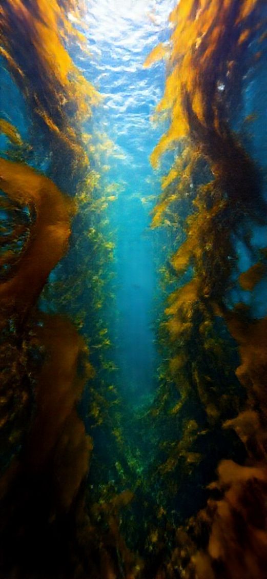 Underwater Forest Kelp Swaying Fish Photorealistic Wallpaper