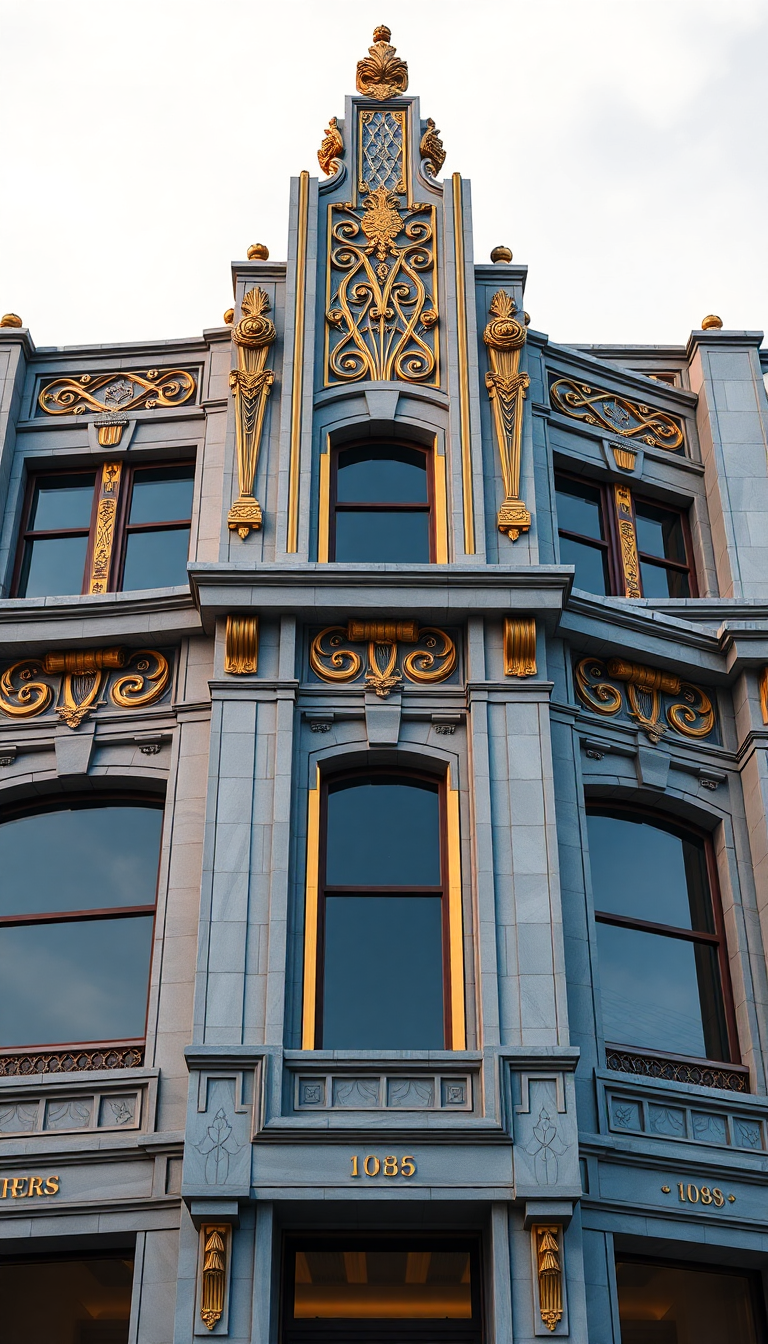 Art Deco Building Facade Geometric Photorealistic Wallpaper