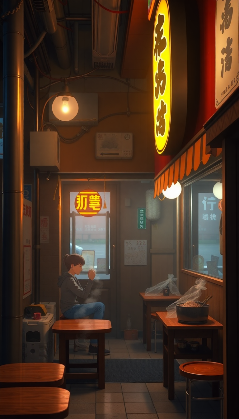 Cozy Ramen Shop At Night Anime Wallpaper