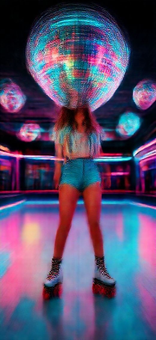 Roller Skating Rink 80s Neon Photorealistic Wallpaper