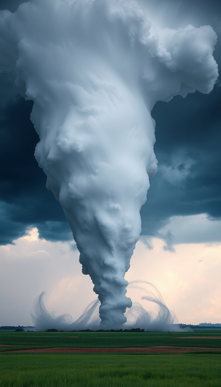Supercell Thunderstorm Dramatic Tornado Forming Photorealistic Wallpaper