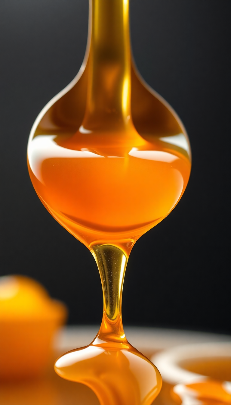 Honey Dripping From Spoon Golden Photorealistic Wallpaper