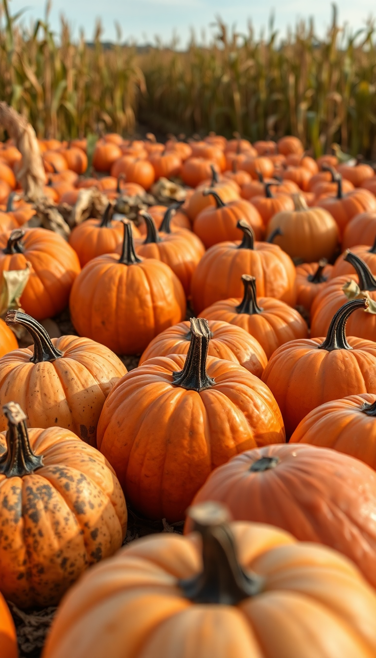 Autumn Harvest Pumpkins Corn Farm Photorealistic Wallpaper