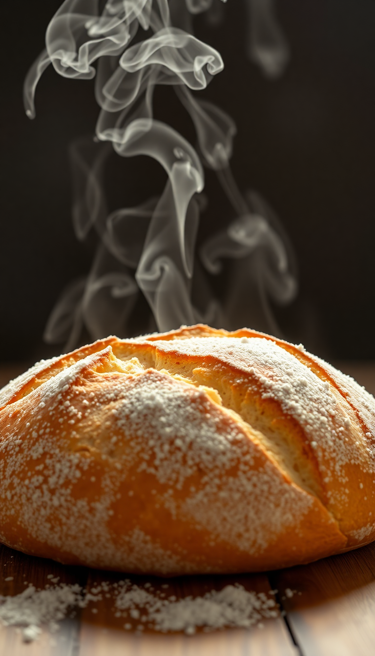 Bread Fresh Baked Steam Rising Photorealistic Wallpaper