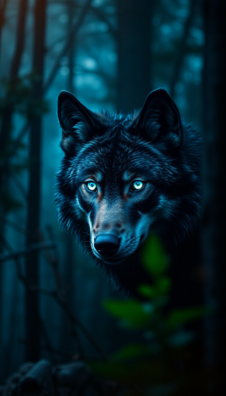 Wolf Eyes Glowing In Dark Digital art Wallpaper