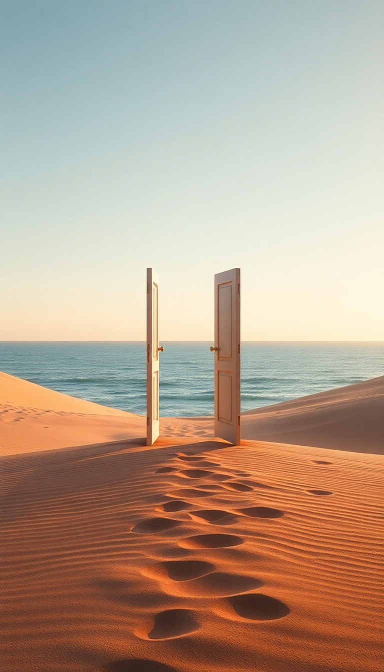 Door Standing Alone In Desert Digital art Wallpaper