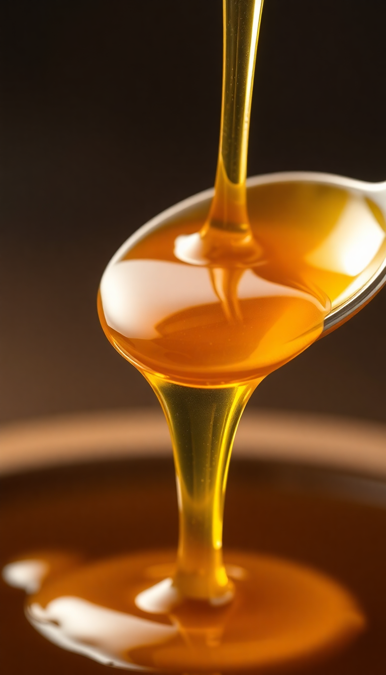 Honey Dripping From Spoon Golden Photorealistic Wallpaper