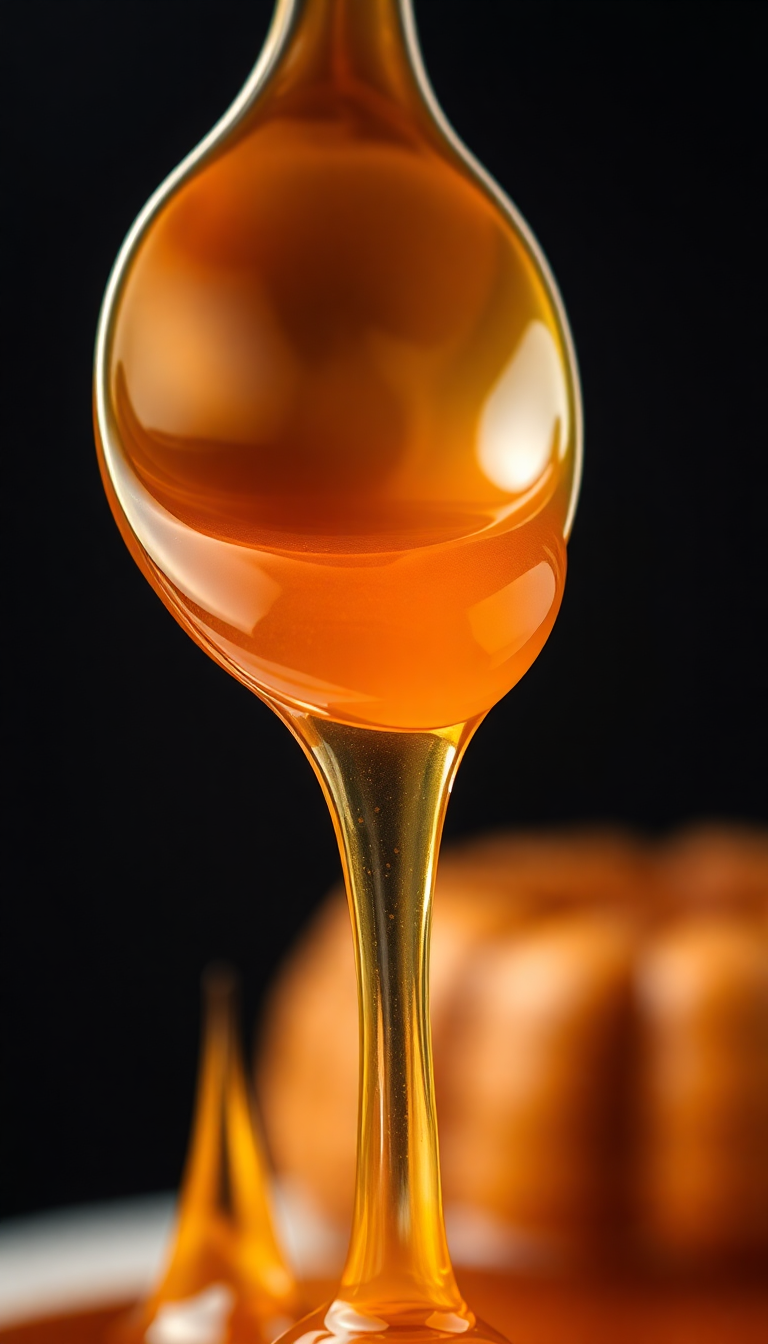 Honey Dripping From Spoon Golden Photorealistic Wallpaper