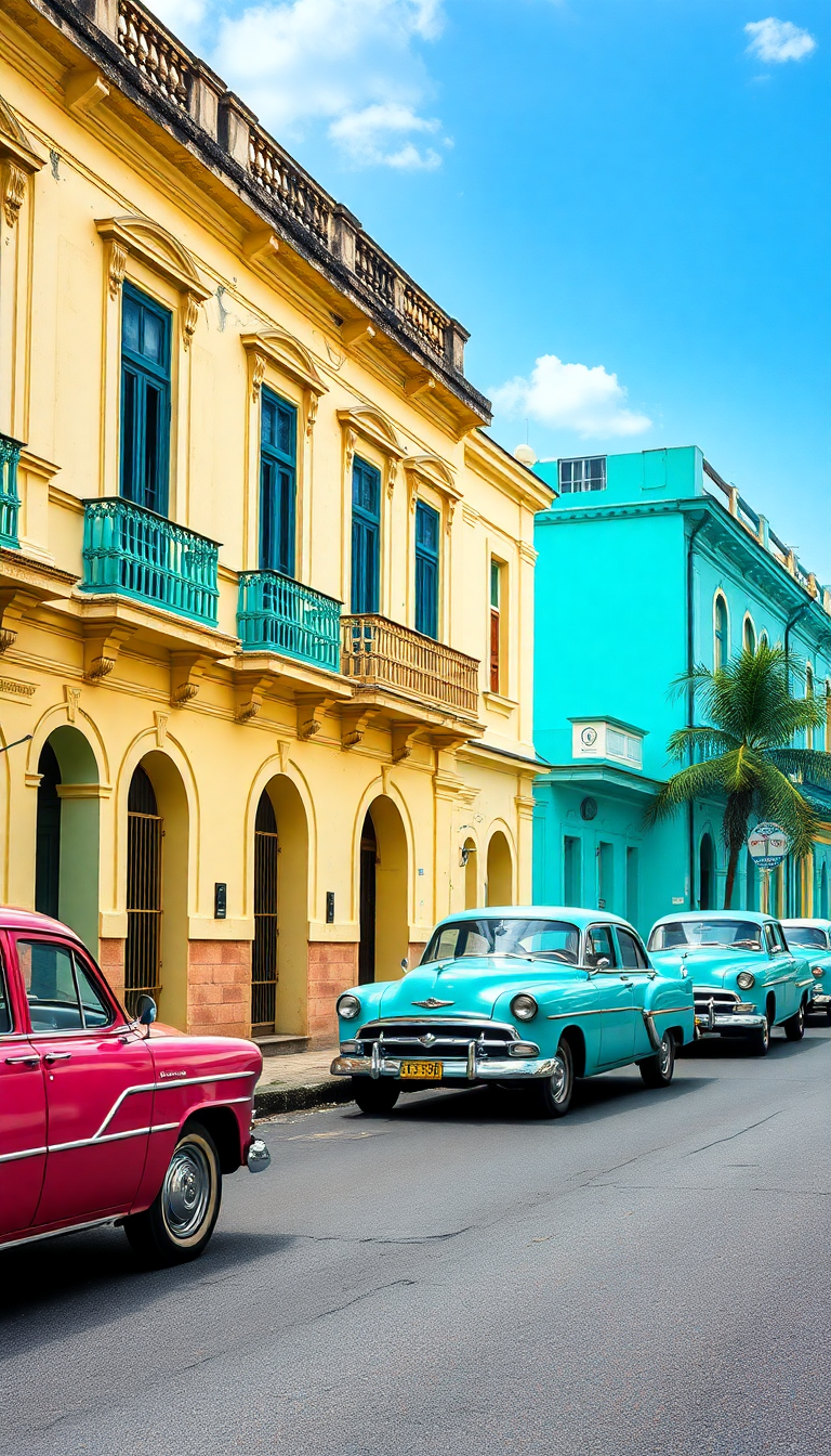 Old Havana Classic Cars Pastel Photorealistic Wallpaper