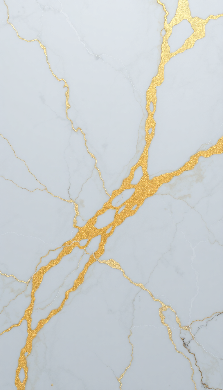 Marble Texture White Gold Veins Photorealistic Wallpaper