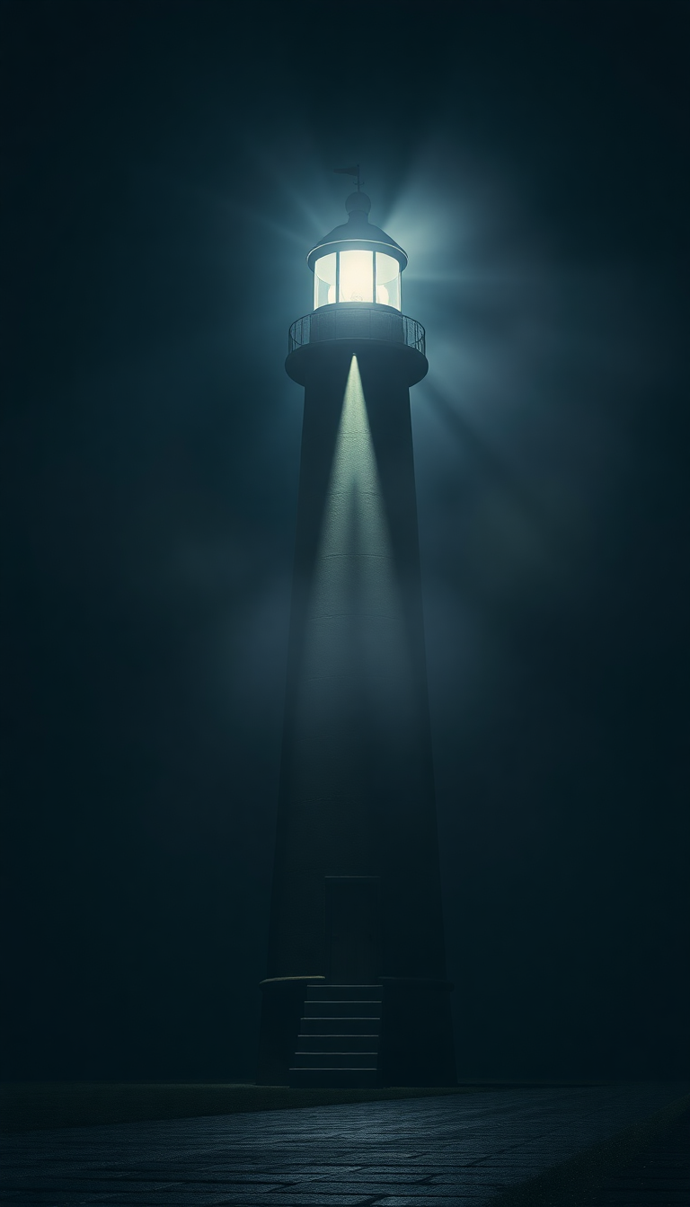 Old Lighthouse Beam Cutting Through Photorealistic Wallpaper